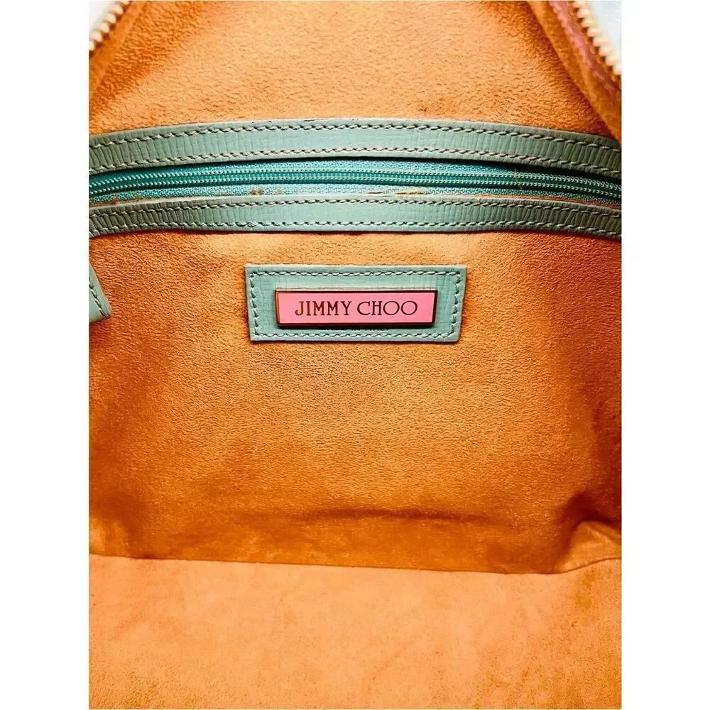 ✨ Jimmy Choo Vintage Turquoise Leather Satchel Top Handle Gold Hardware Bag